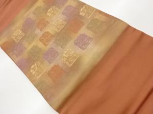 引箔市松に花葉模様織出し名古屋帯